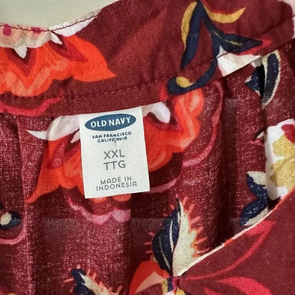 Old Navy Womens V-Neck Flowy Floral Blouse Top Size XX Large Burgundy Multicolor - Picture 4 of 7